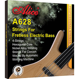 A629 Flat Wound Electric Bass String Set, Polished Nickel Alloy Wound